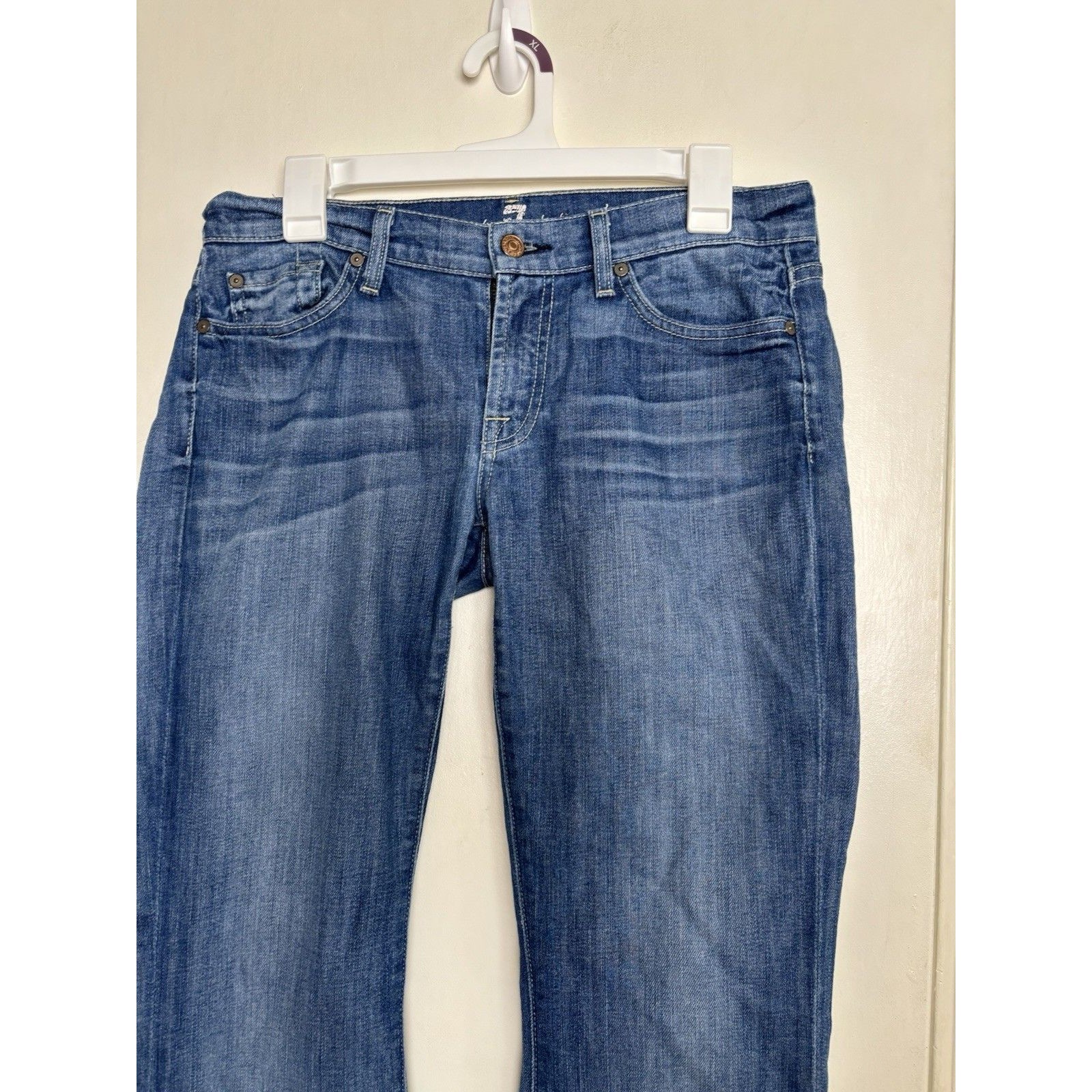 7 For All Mankind Low-Rise Bootcut Stretch Jean Au07542a Size 28 Cropped Denim